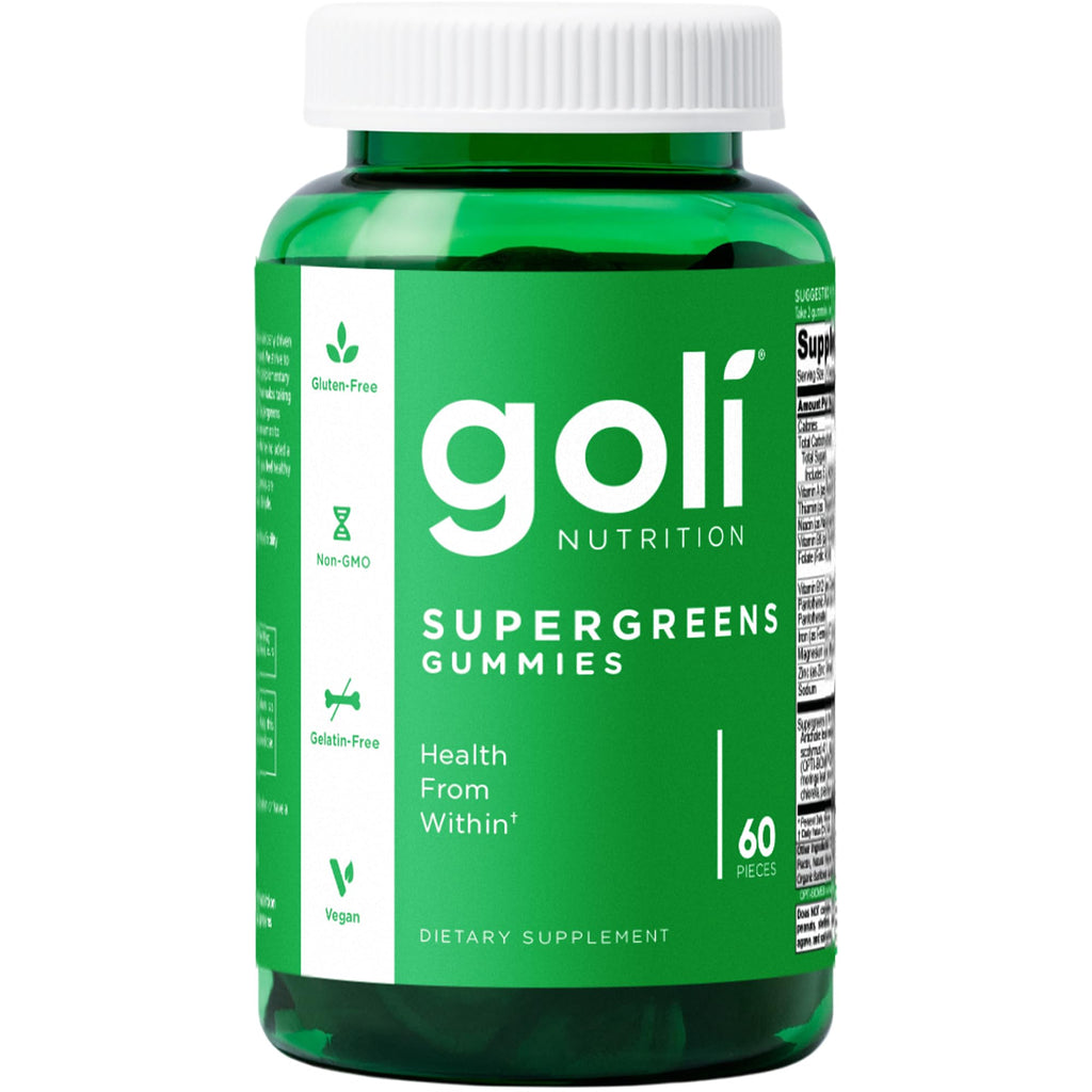 Goli Supergreens Gummies with Probiotics - Artichoke Leaf Extract, Spirulina, Kale, Vitamins A, B6, B12 - Vegan, Gluten-Free, Non-GMO - TrustMedUSA