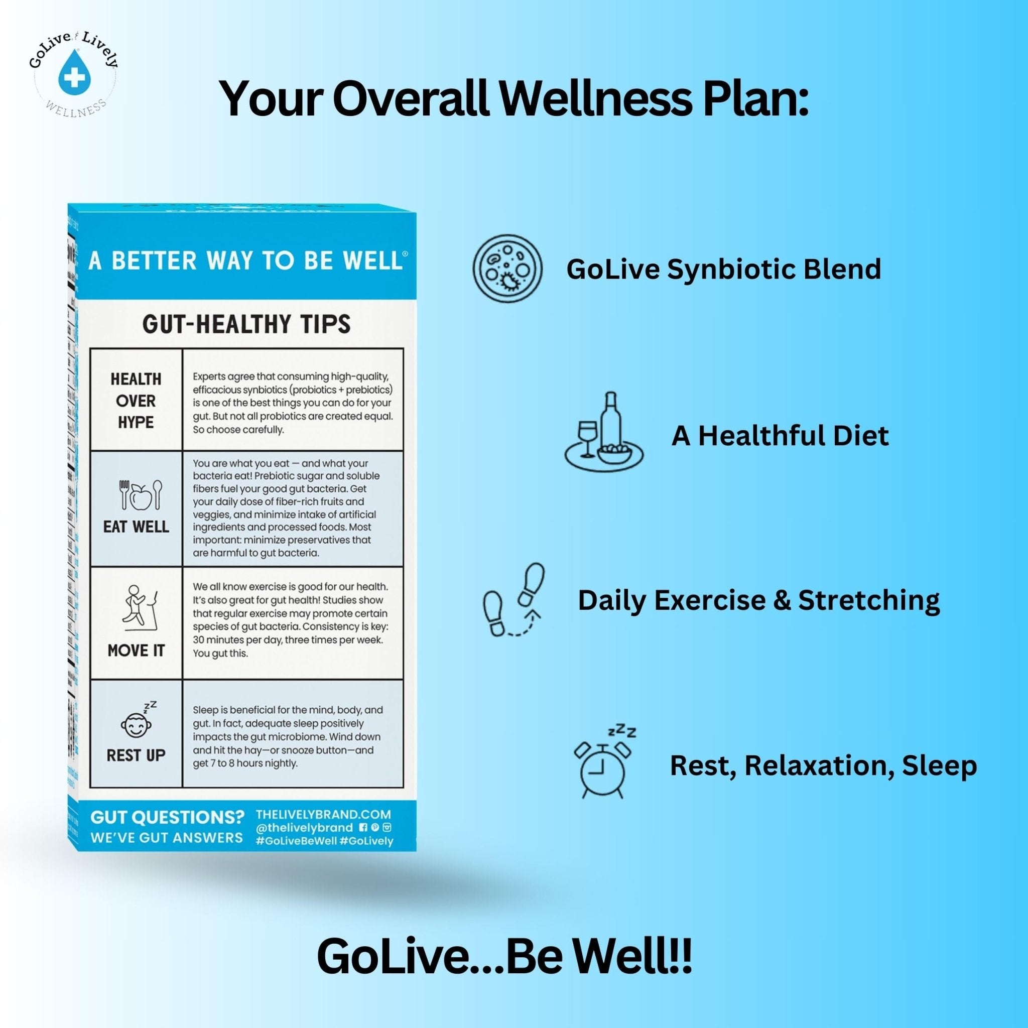 GoLive Prebiotic & Probiotic for Women, Men, Kids. Flavor-Free, Sugar-Free, Synbiotic Powder w/ GOS, L-Glutamine, Vitamin D3, Electrolytes. For Gut Health, Digestion, Metabolism, Immunity 15-50B CFUs. - Maple Wellness Supplements
