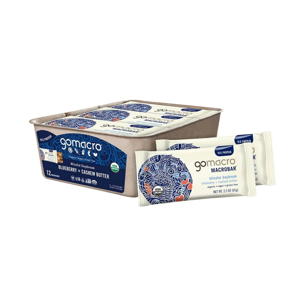 GoMacro Macrobar Organic Vegan Protein Bars - Blueberry + Cashew Butter , 2.3 Ounce - TrustMedUSA