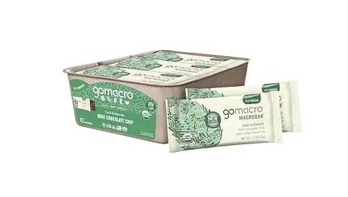 GoMacro MacroBar Organic Vegan Protein Bars - Mint Chocolate Chip, 2.3 Ounce Bars - TrustMedUSA