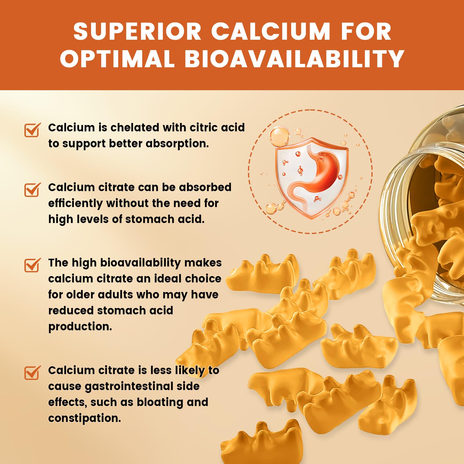 GONGOTA Calcium Citrate 1200mg with Vitamin D3 Gummies, Chewable Calcium for Bone, Muscle, Joints, Immune Support, Calcium Supplements for Women & Men,Sugar Free, Pineapple Flavor - 120 Gummies - TrustMedUSA