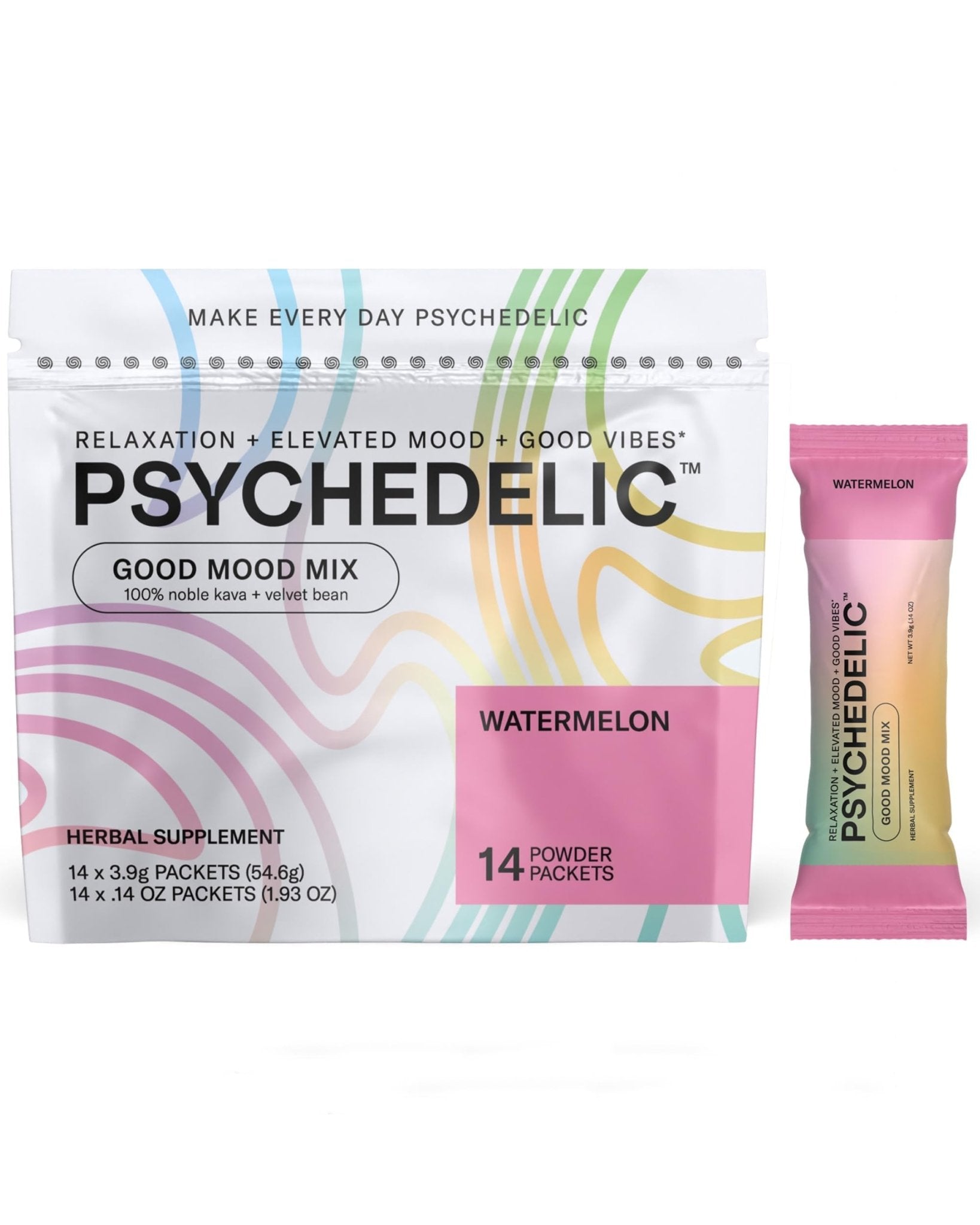 Good Mood Mix - Watermelon - Powder Packets - Calming Kava Drink Mix - Easy Open - TrustMedUSA