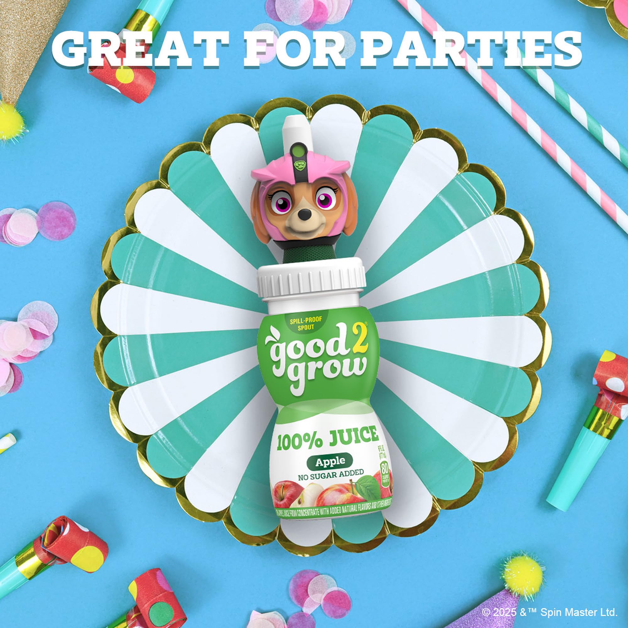 good2grow Apple Juice - 100% Juice Drinks for Kids, Fruit Juice No Sugar Added, 6 Fl Oz Juice Bottles with Spill-Proof PAW Patrol Character Tops (3 Pack) - Maple Wellness Supplements