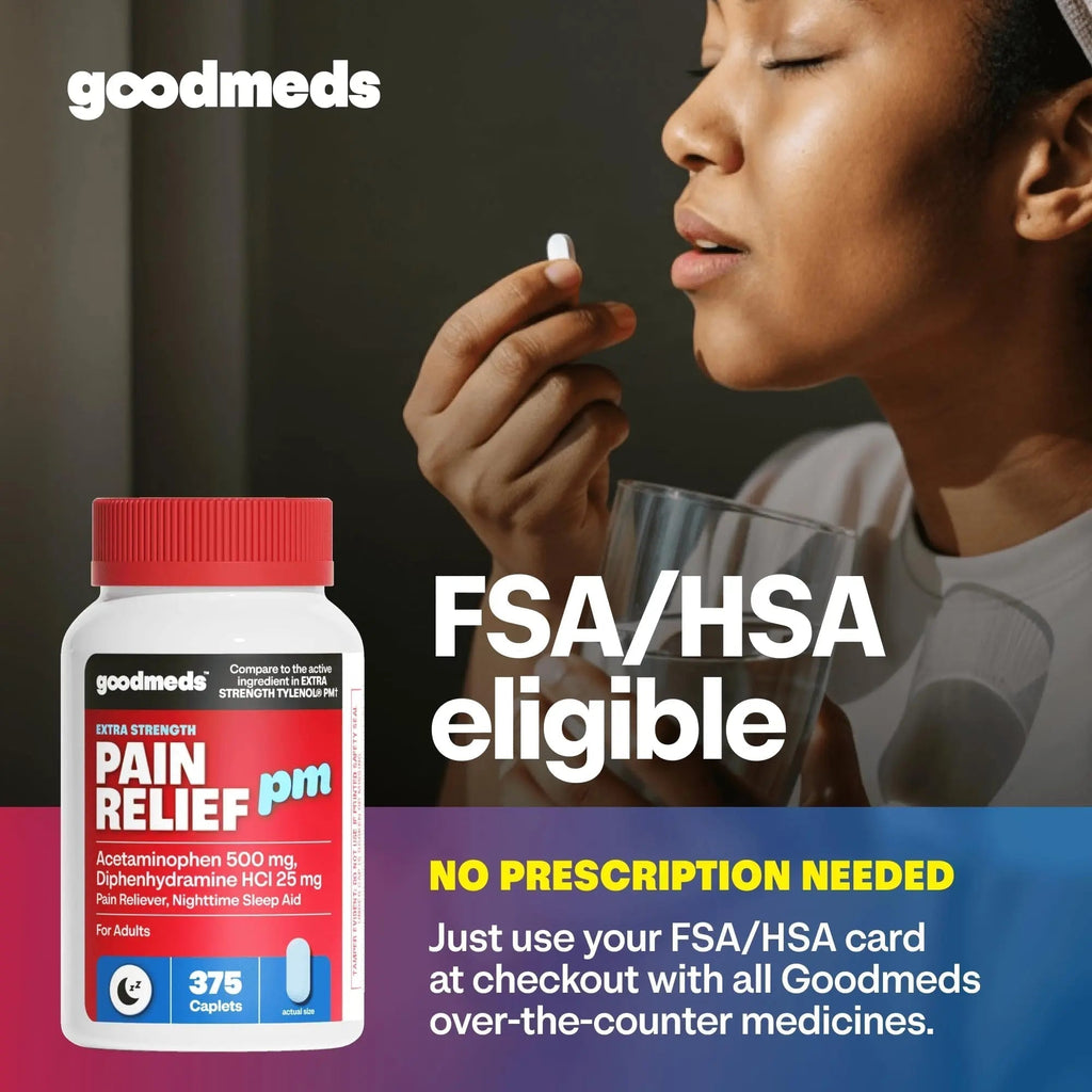 GoodMeds Compare to Tylenol PM PM Pain Reliever & Sleep Aid, Generic Acetaminophen 500mg, Fast-Acting, Extra Strength for Headaches, Migraines, Aches | Non-Habit Forming (375 Count) - TrustMedUSA