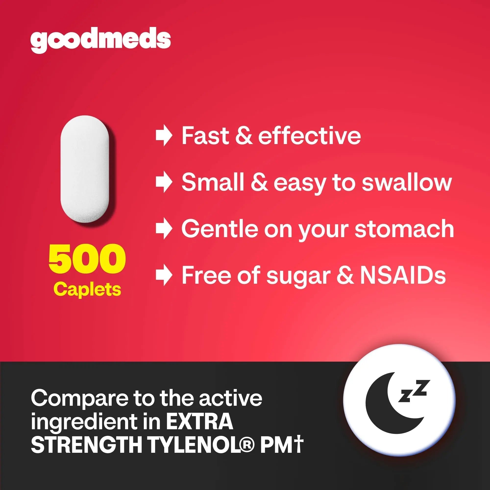 GoodMeds Compare to Tylenol PM PM Pain Reliever & Sleep Aid, Generic Acetaminophen 500mg, Fast-Acting, Extra Strength for Headaches, Migraines, Aches | Non-Habit Forming (375 Count) - TrustMedUSA