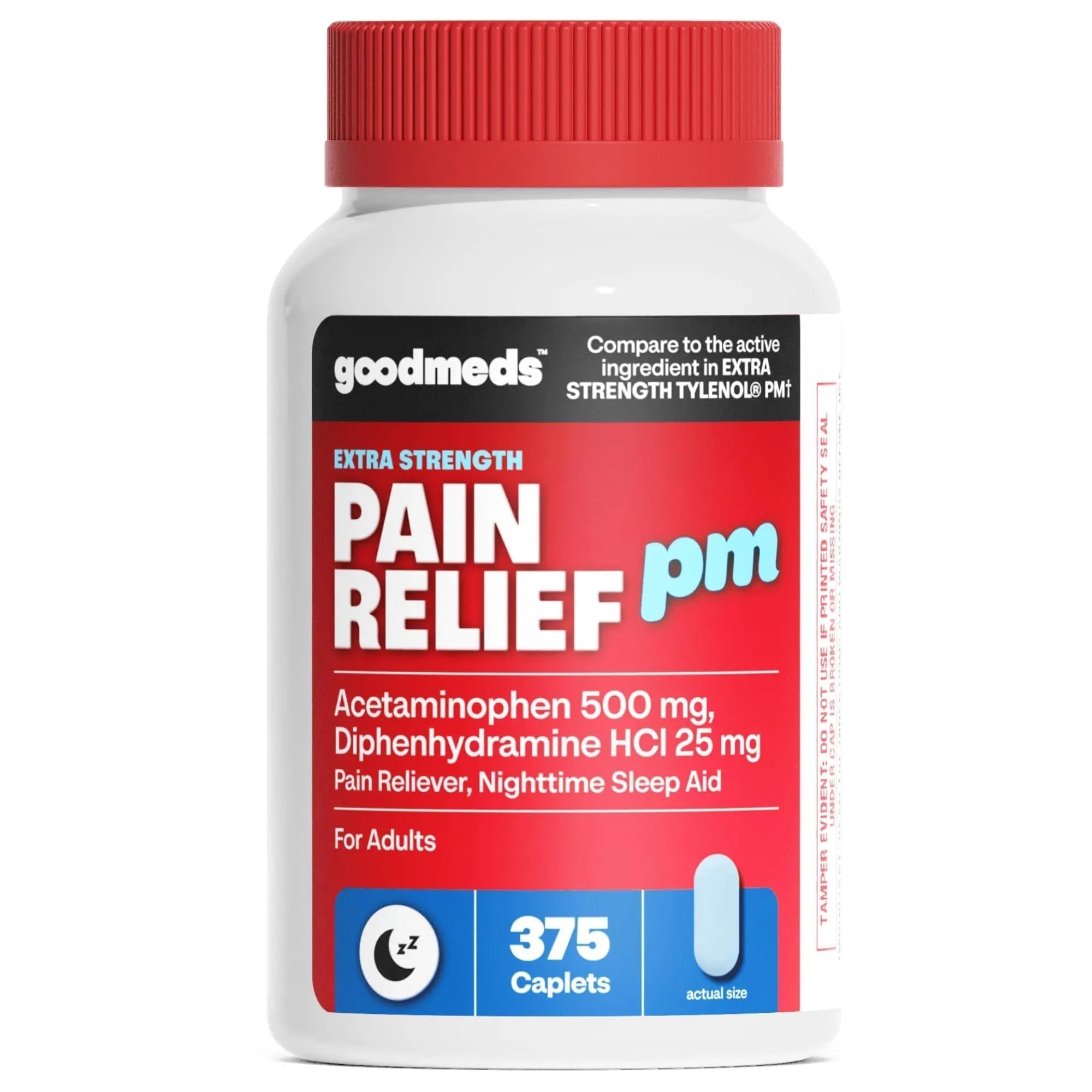 GoodMeds Compare to Tylenol PM PM Pain Reliever & Sleep Aid, Generic Acetaminophen 500mg, Fast-Acting, Extra Strength for Headaches, Migraines, Aches | Non-Habit Forming (375 Count) - TrustMedUSA