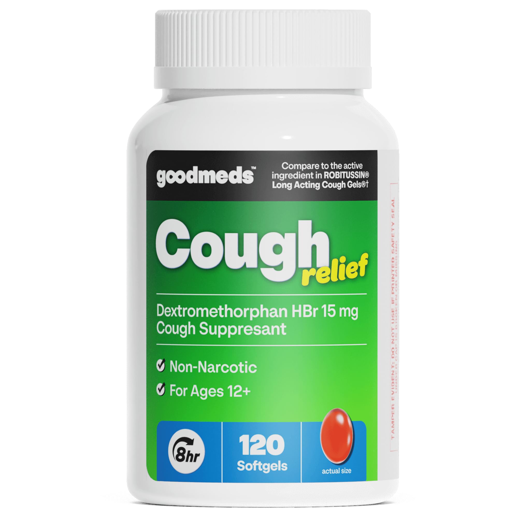 GoodMeds Cough Relief for Adults Softgels Dextromethorphan HBr (DXM) 15mg 8Hour, Non-Drowsy, Long-Lasting Bronchial Suppressant for Dry Cough and Chest Congestion (120 Count) - Maple Wellness Supplements