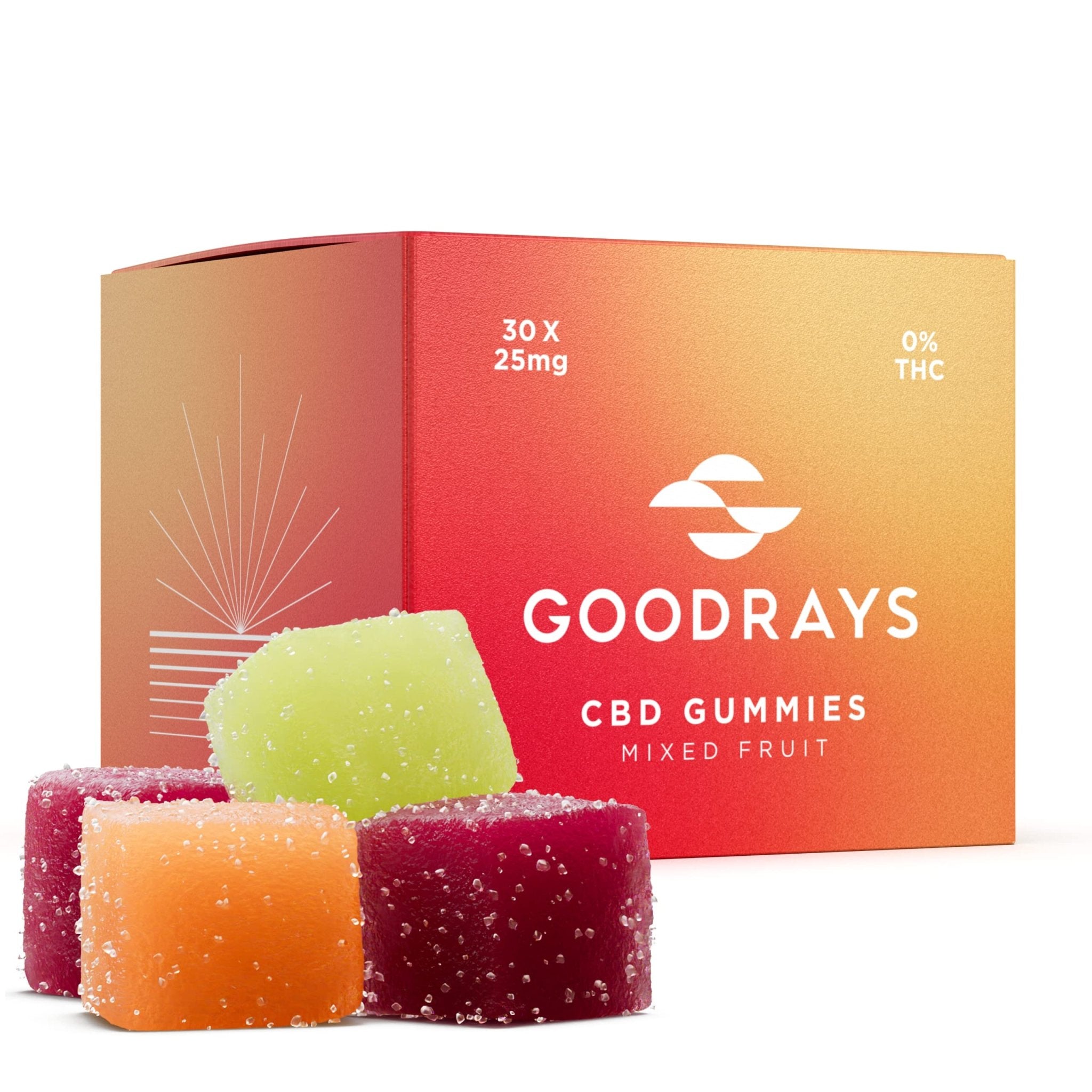 Goodrays - CBD Gummies - High Strength 30 x 25mg Mixed Fruits CBD Edibles - Maple Wellness Supplements