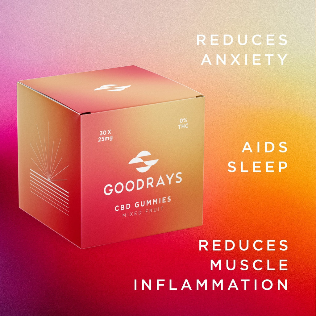 Goodrays - CBD Gummies - High Strength 30 x 25mg Mixed Fruits CBD Edibles - Maple Wellness Supplements