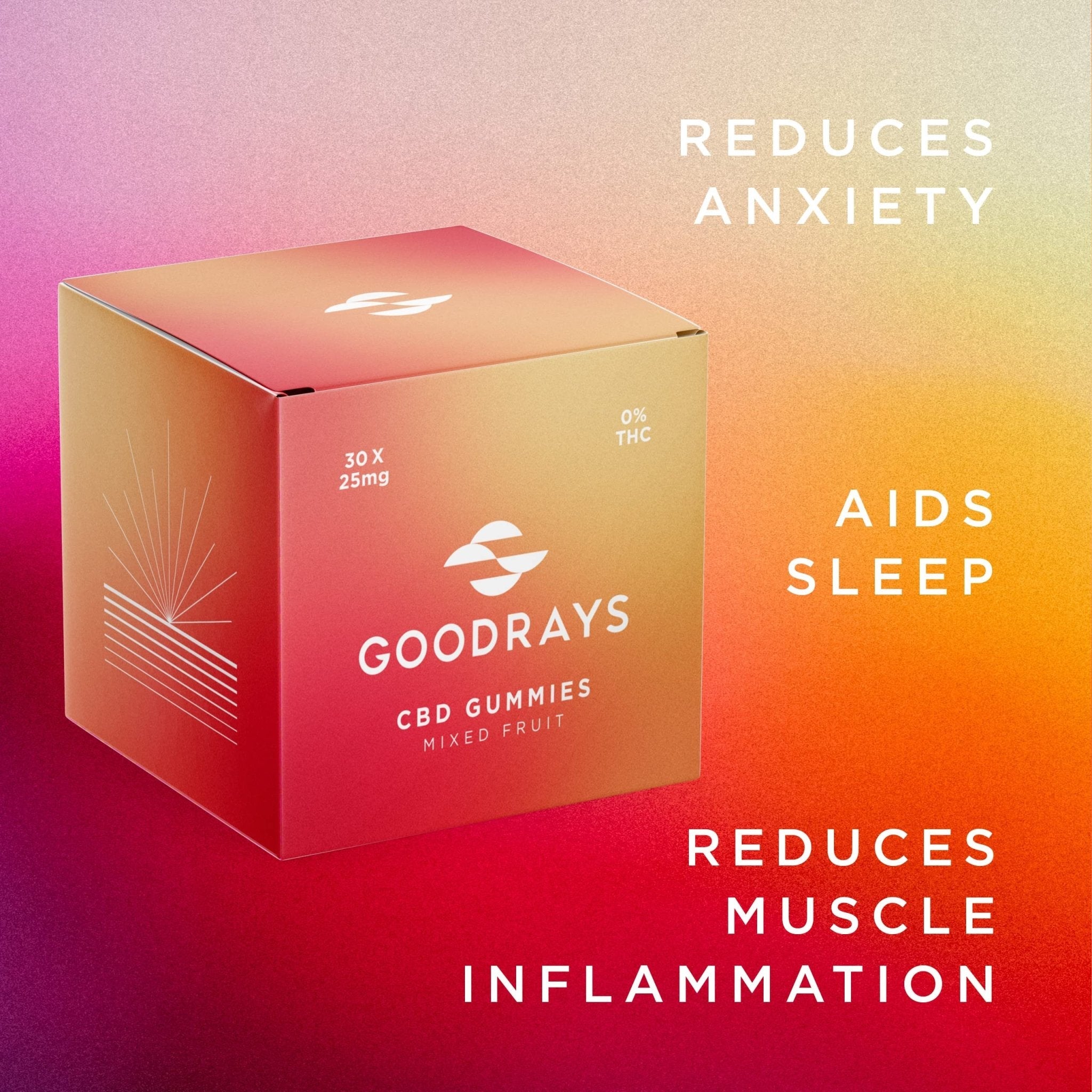 Goodrays - CBD Gummies - High Strength 30 x 25mg Mixed Fruits CBD Edibles - Maple Wellness Supplements