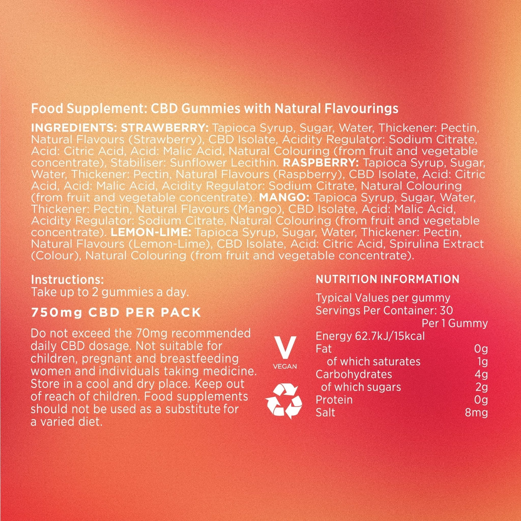 Goodrays - CBD Gummies - High Strength 30 x 25mg Mixed Fruits CBD Edibles - Maple Wellness Supplements