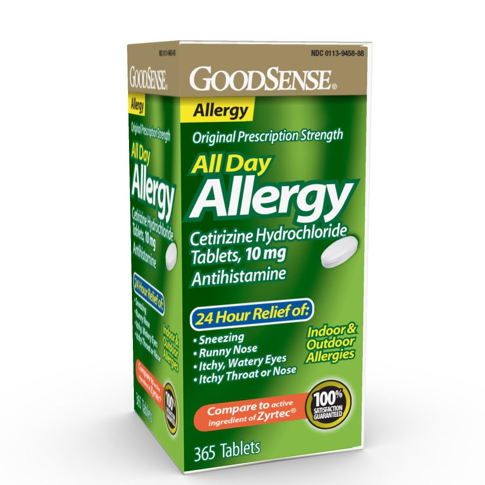 GoodSense 24 Hour Allergy Relief, Cetirizine Hydrochloride Tablets, 10 mg, Antihistamine - Maple Wellness Supplements