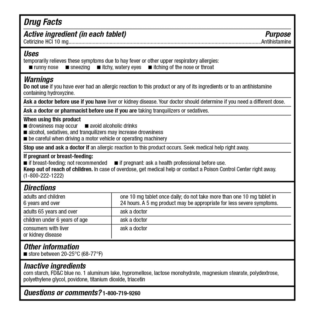 GoodSense 24 Hour Allergy Relief, Cetirizine Hydrochloride Tablets, 10 mg, Antihistamine - Maple Wellness Supplements