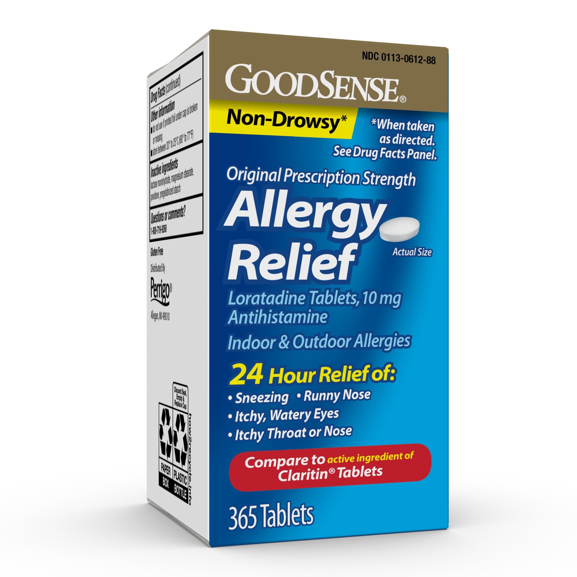 GoodSense Allergy Relief Loratadine Tablets 10 mg, Antihistamine, Allergy Medicine for 24 Hour Allergy Relief, 365 Count - Maple Wellness Supplements