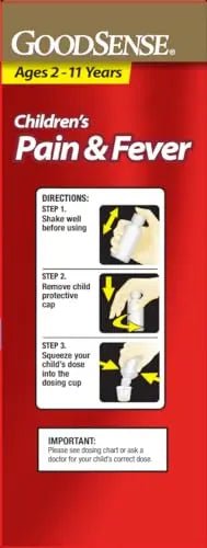 GoodSense Children's Dye-Free, Acetaminophen 160 mg per 5 mL Oral Suspension, Cherry Flavor, 8 FL OZ - TrustMedUSA