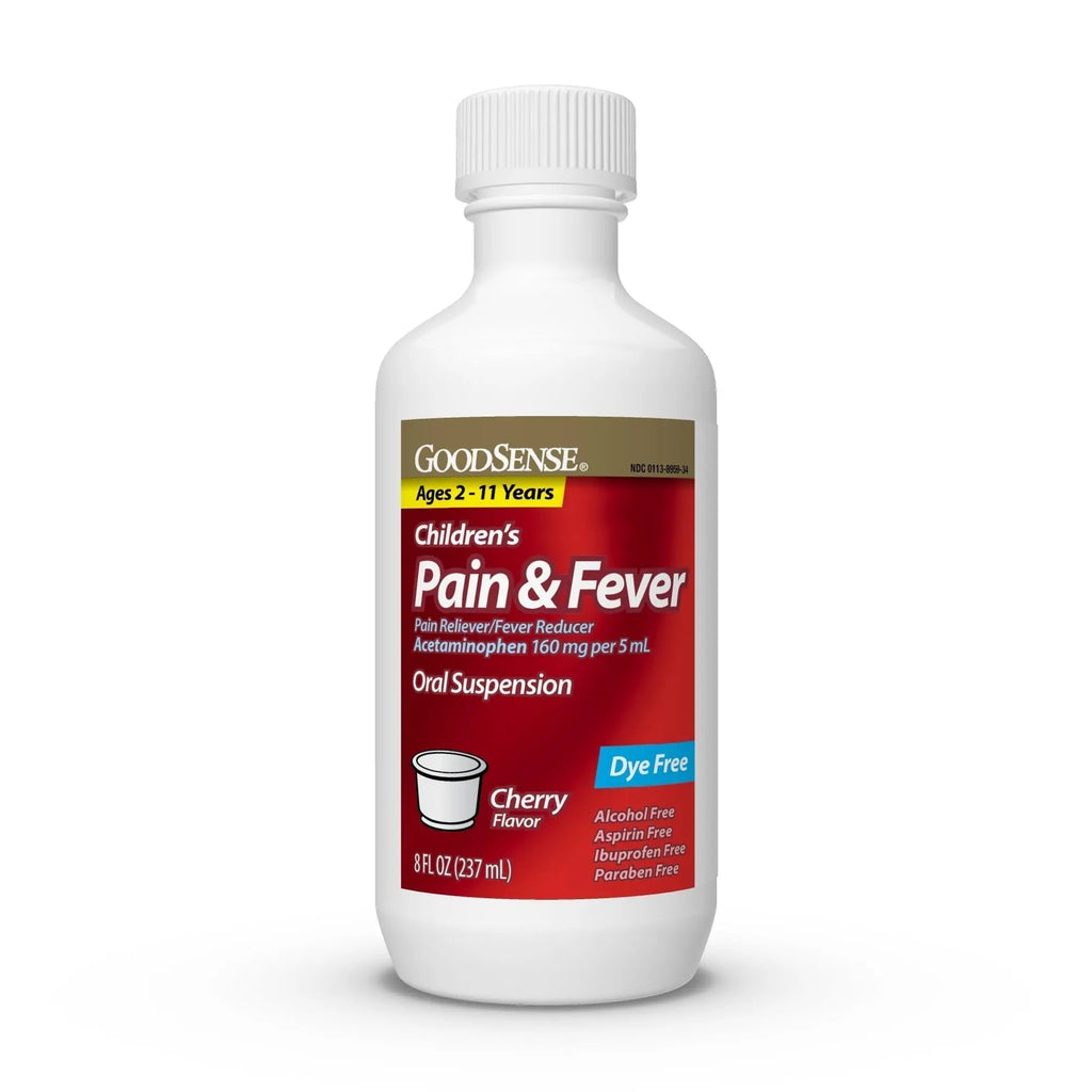 GoodSense Children's Dye-Free, Acetaminophen 160 mg per 5 mL Oral Suspension, Cherry Flavor, 8 FL OZ - TrustMedUSA