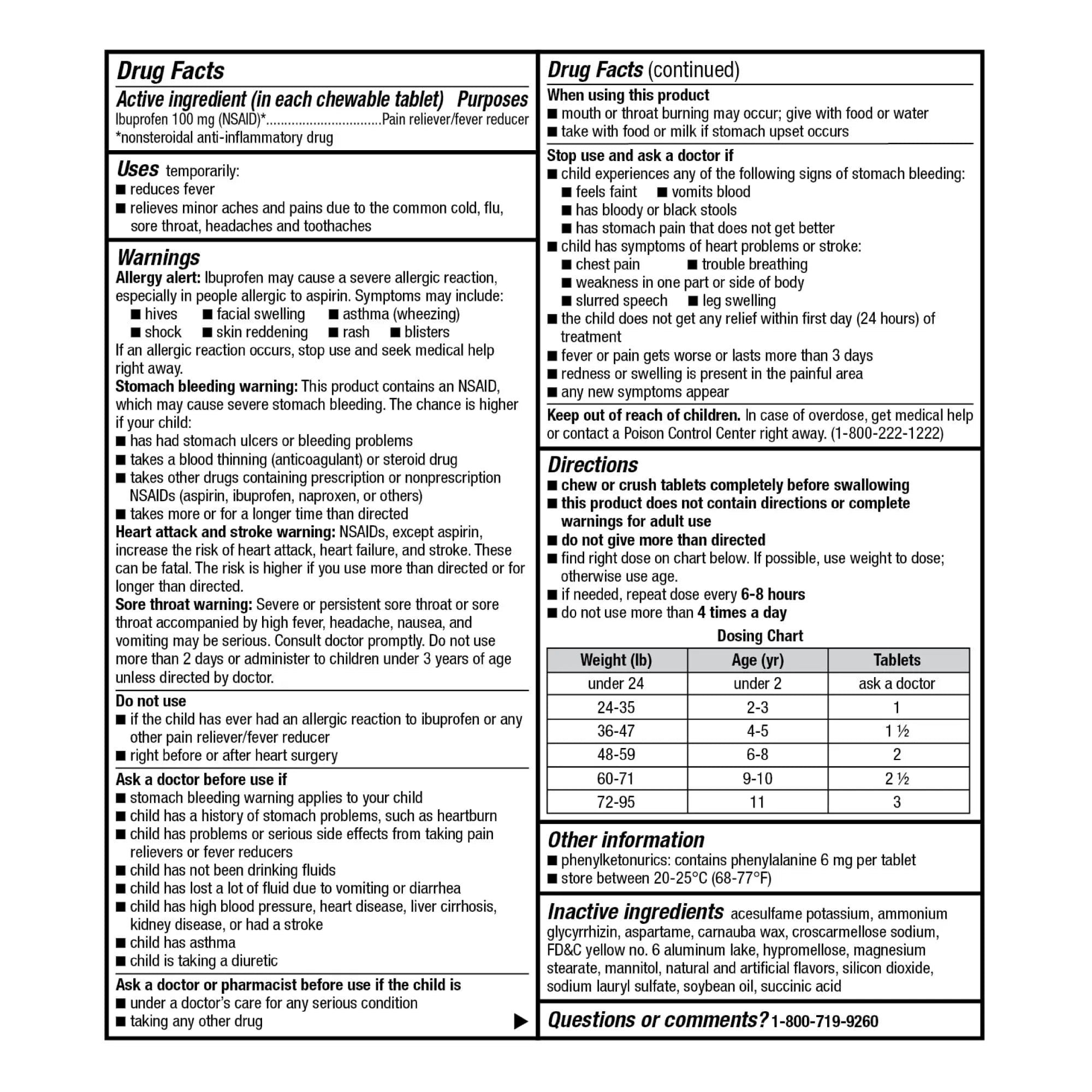 GoodSense Children's Ibuprofen Chewable Tablets, 100 mg, 24 Count, Pain Reliever and Fever Reducer (NSAID), Temporarily Reduces Fever and Relieves Minor Aches and Pain - TrustMedUSA