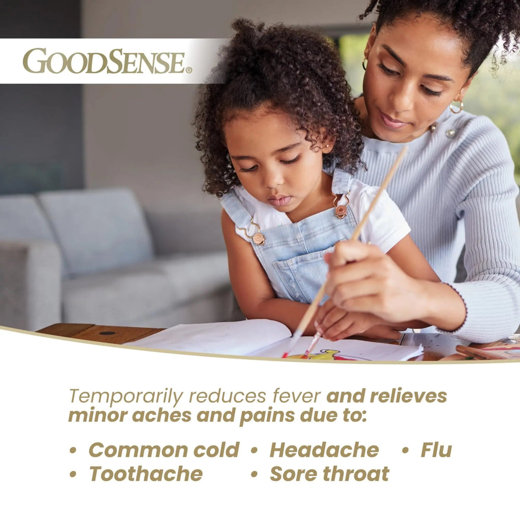 GoodSense Children's Pain and Fever Oral Suspension Liquid, Acetaminophen 160 mg per 5 mL, Bubble Gum Flavor - TrustMedUSA
