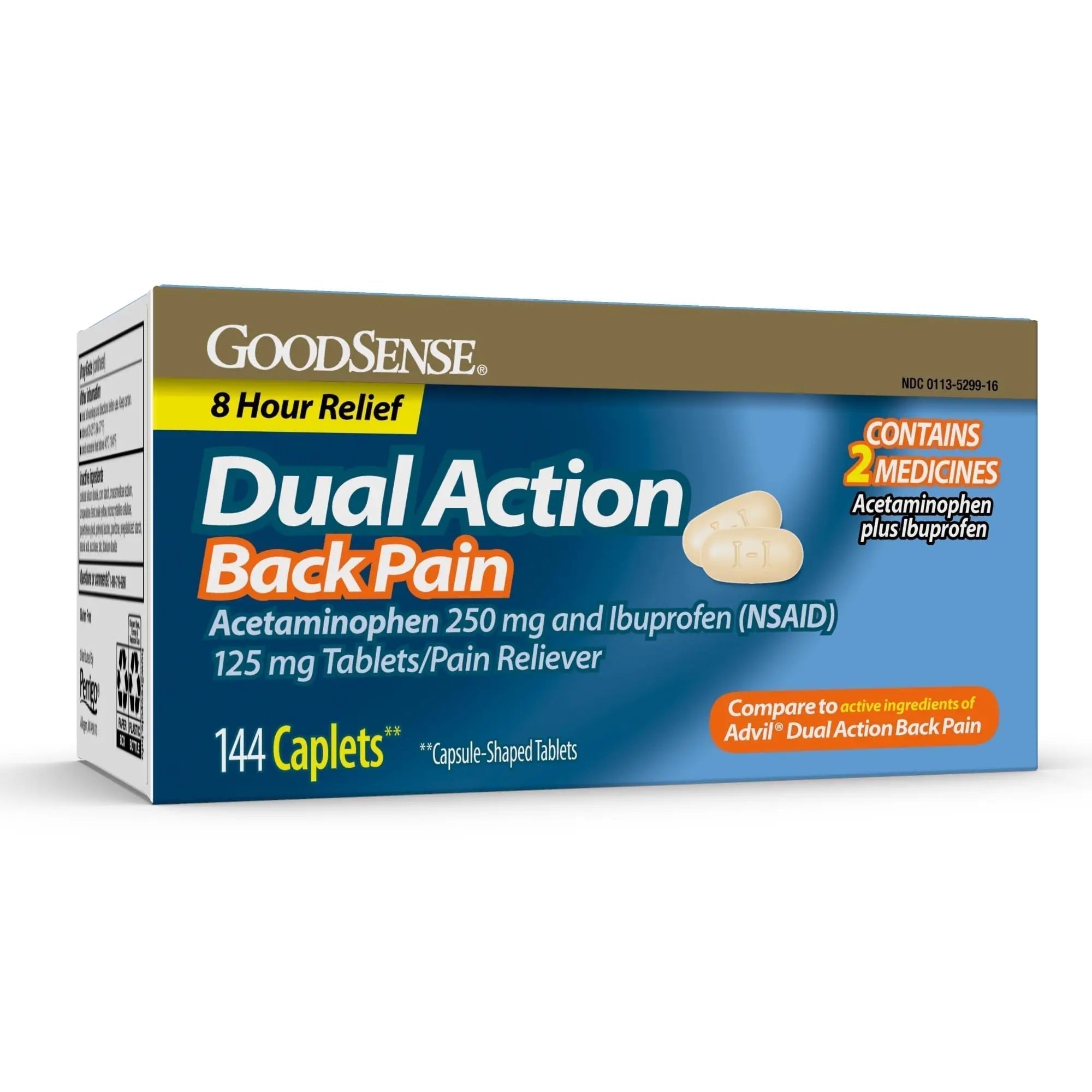GoodSense Dual Action Acetaminophen and Ibuprofen (NSAID) Tablets, 250 mg/125 mg, Back Pain, 144 Count - TrustMedUSA
