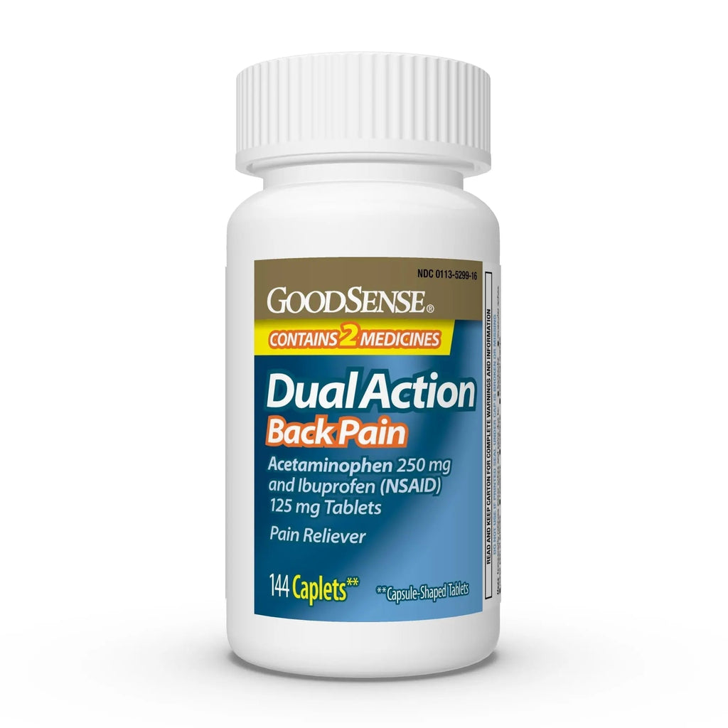 GoodSense Dual Action Acetaminophen and Ibuprofen (NSAID) Tablets, 250 mg/125 mg, Back Pain, 144 Count - TrustMedUSA
