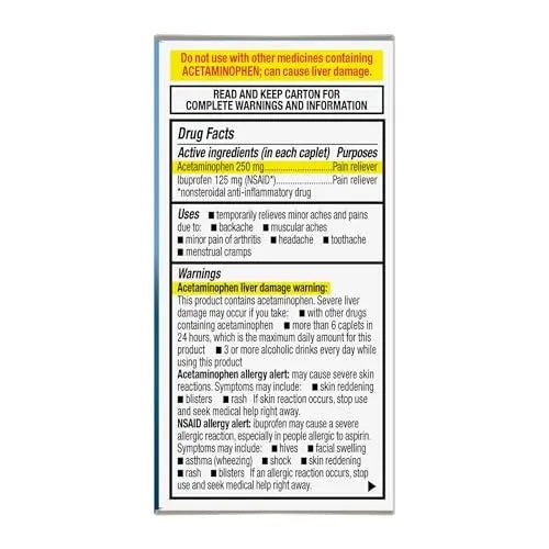 GoodSense Dual Action Acetaminophen and Ibuprofen (NSAID) Tablets, 250 mg/125 mg, Back Pain, 18 Count - TrustMedUSA