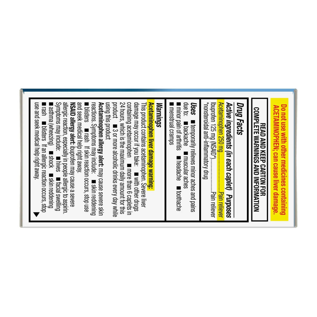 GoodSense Dual Action Acetaminophen and Ibuprofen (NSAID) Tablets, 250 mg/125 mg, Back Pain, 36 Count - TrustMedUSA