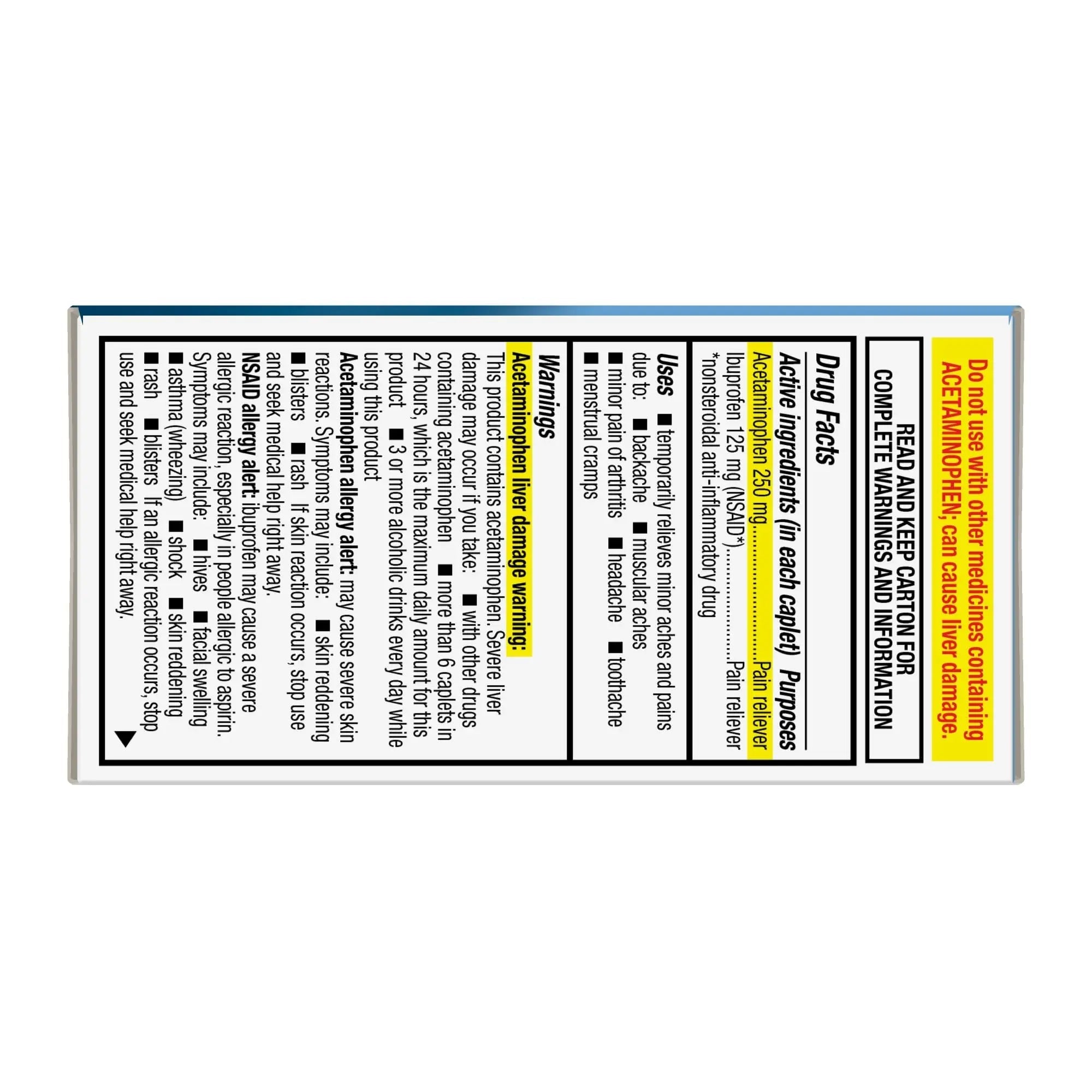 GoodSense Dual Action Acetaminophen and Ibuprofen (NSAID) Tablets, 250 mg/125 mg, Back Pain, 36 Count - TrustMedUSA
