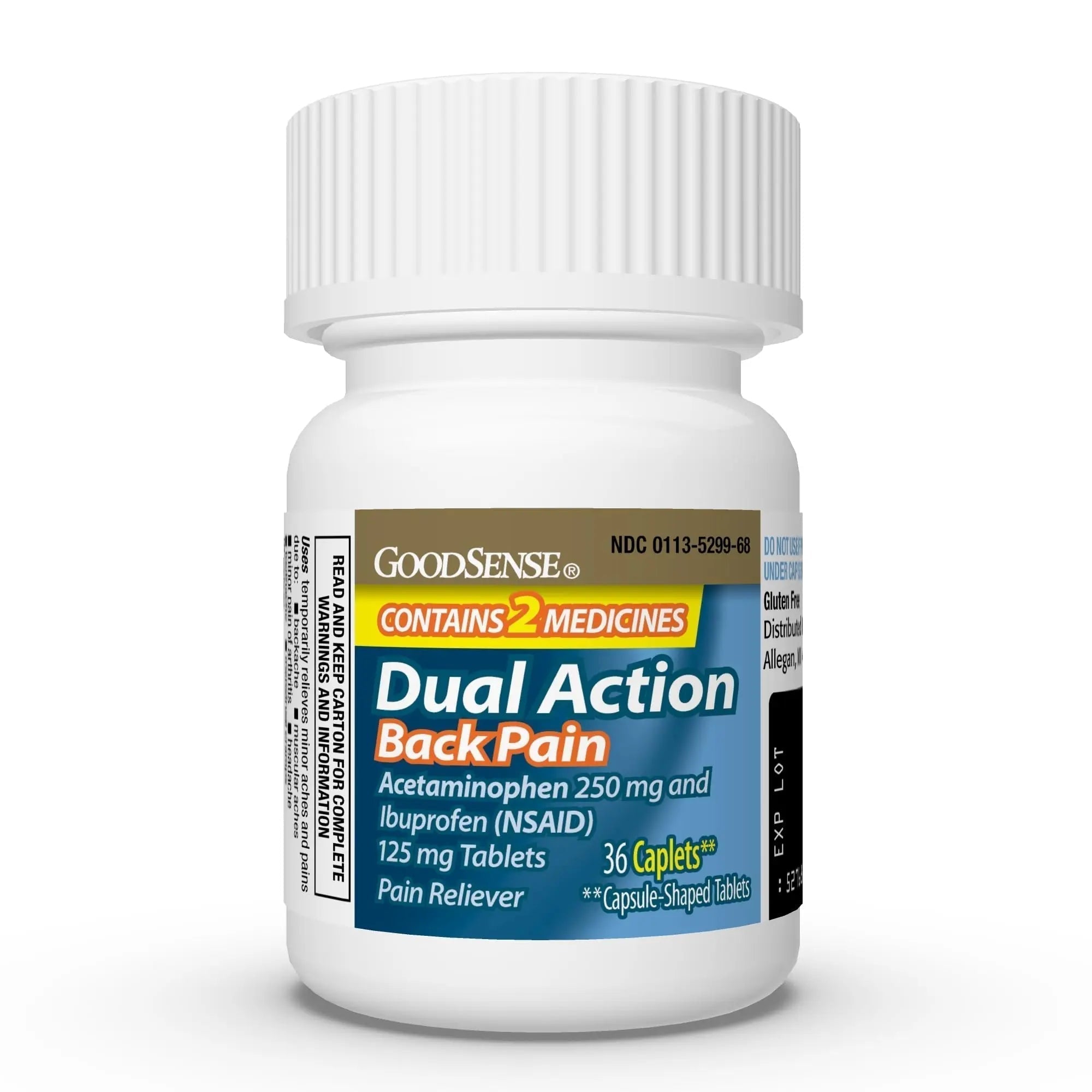 GoodSense Dual Action Acetaminophen and Ibuprofen (NSAID) Tablets, 250 mg/125 mg, Back Pain, 36 Count - TrustMedUSA
