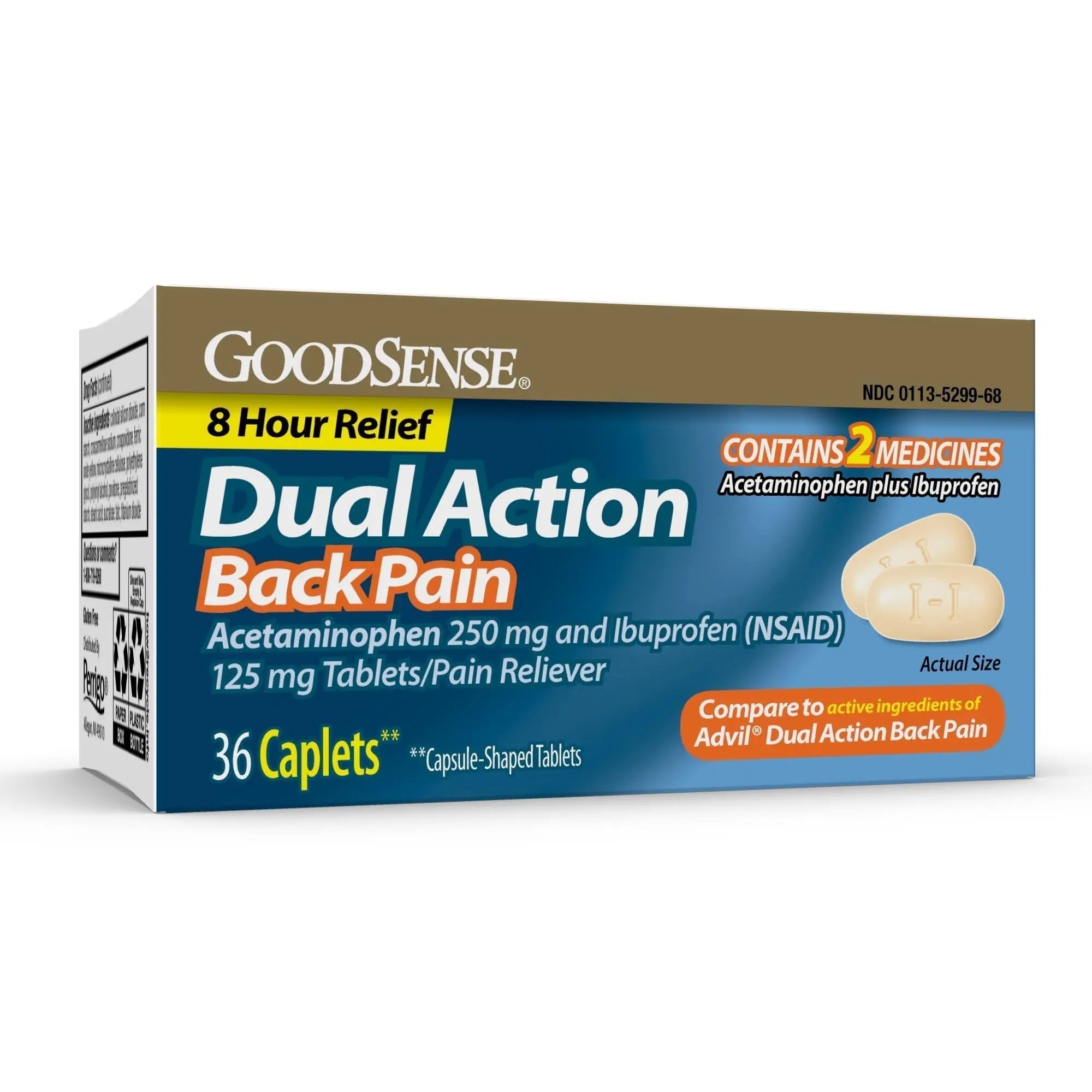 GoodSense Dual Action Acetaminophen and Ibuprofen (NSAID) Tablets, 250 mg/125 mg, Back Pain, 36 Count - TrustMedUSA