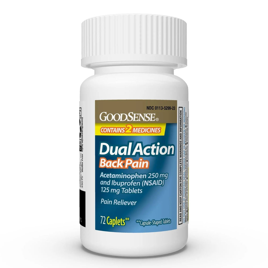 GoodSense Dual Action Acetaminophen and Ibuprofen (NSAID) Tablets, 250 mg/125 mg, Back Pain, 72 Count - TrustMedUSA