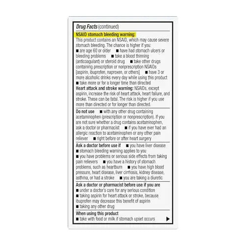 GoodSense Dual Action Acetaminophen and Ibuprofen (NSAID) Tablets, 250 mg/125 mg, Back Pain, 72 Count - TrustMedUSA