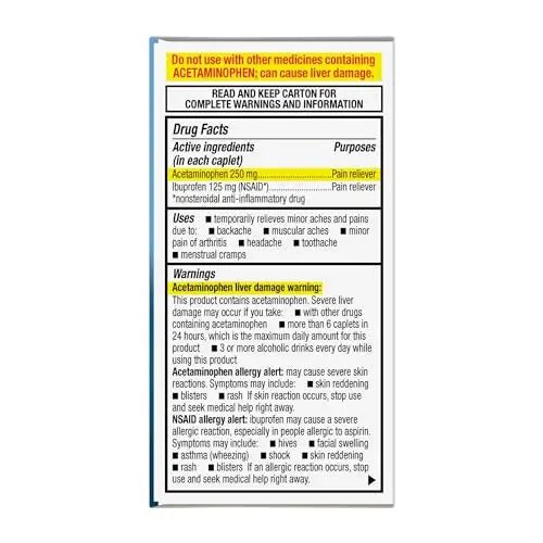 GoodSense Dual Action Acetaminophen and Ibuprofen (NSAID) Tablets, 250 mg/125 mg, Back Pain, 72 Count - TrustMedUSA
