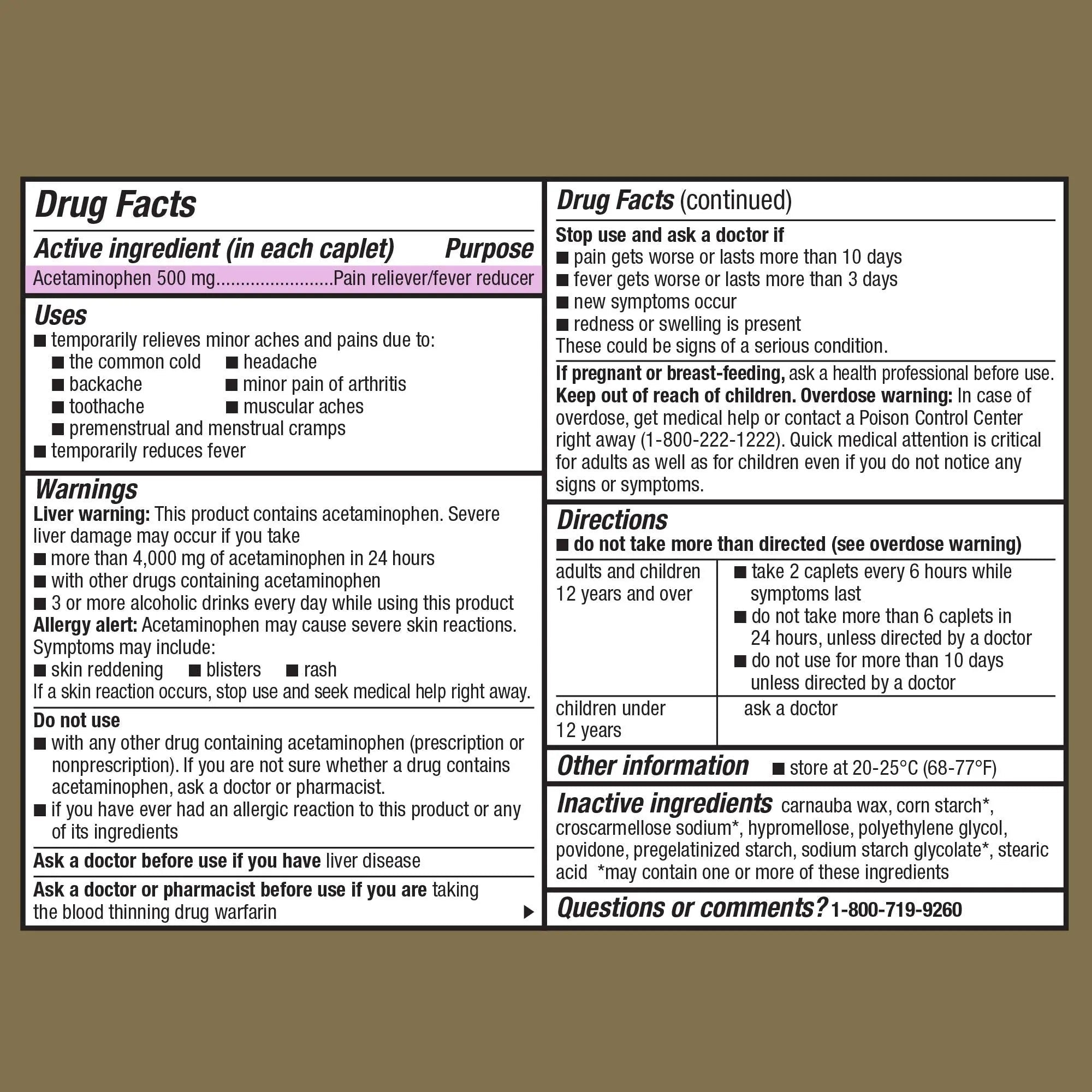 GoodSense Extra Strength Acetaminophen Caplets 500 mg, Pain Reliever and Fever Reducer, Easy Open Cap, 100 Count - TrustMedUSA
