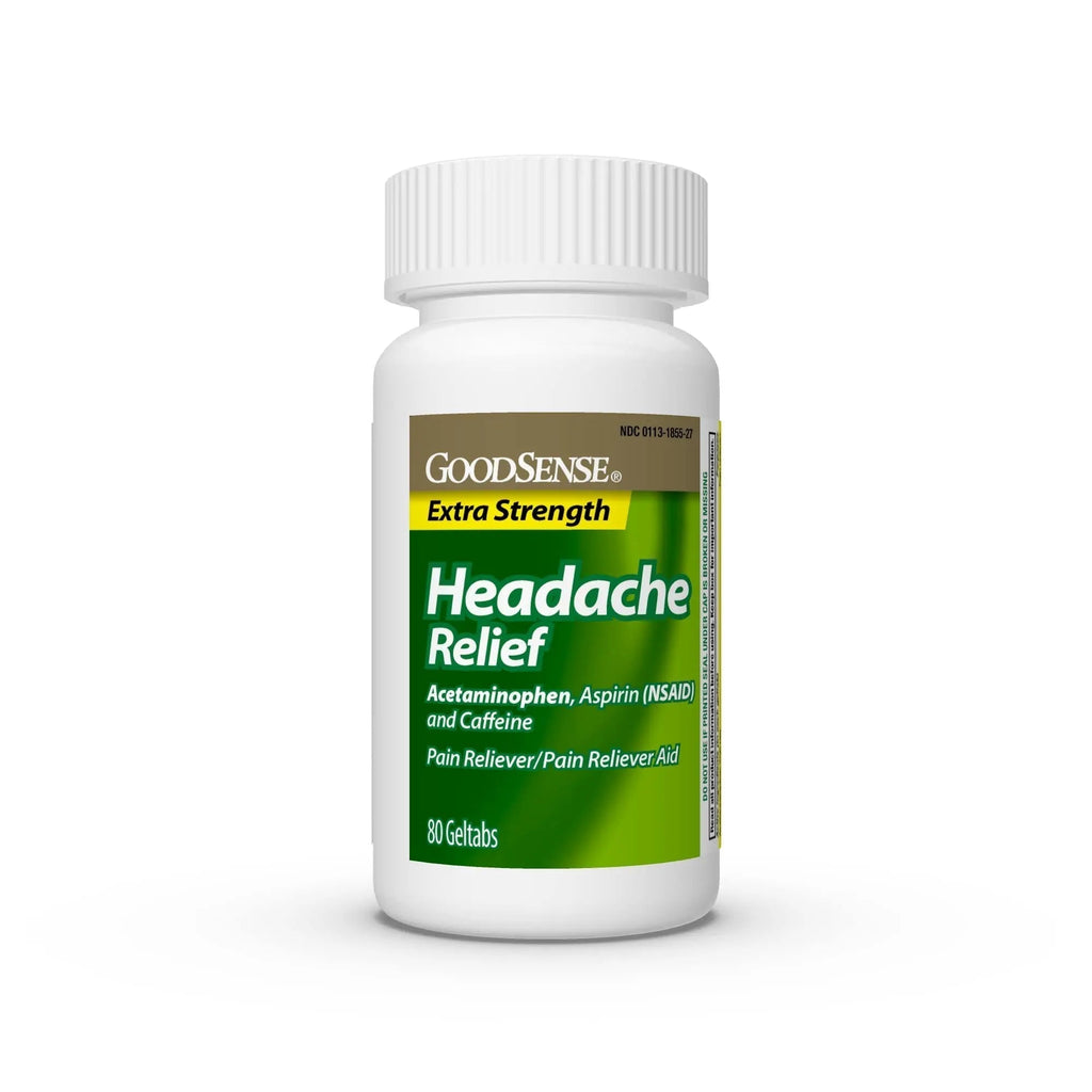 GoodSense Extra Strength Headache Relief Geltabs, Acetaminophen, Aspirin (NSAID) and Caffeine, 80 Count - TrustMedUSA