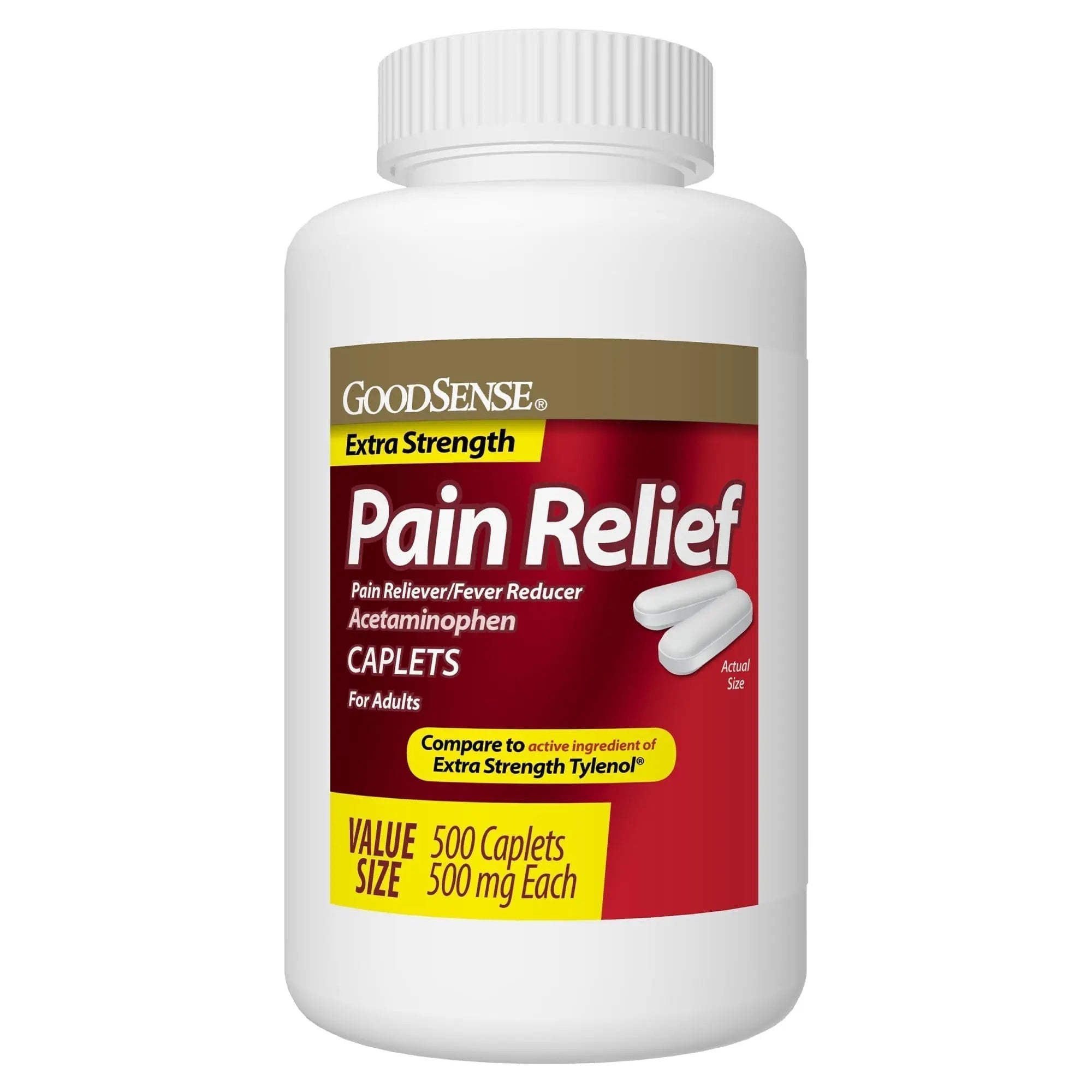 GoodSense Extra Strength Pain Relief, Acetaminophen Caplets, 500 mg, 500 Count - TrustMedUSA
