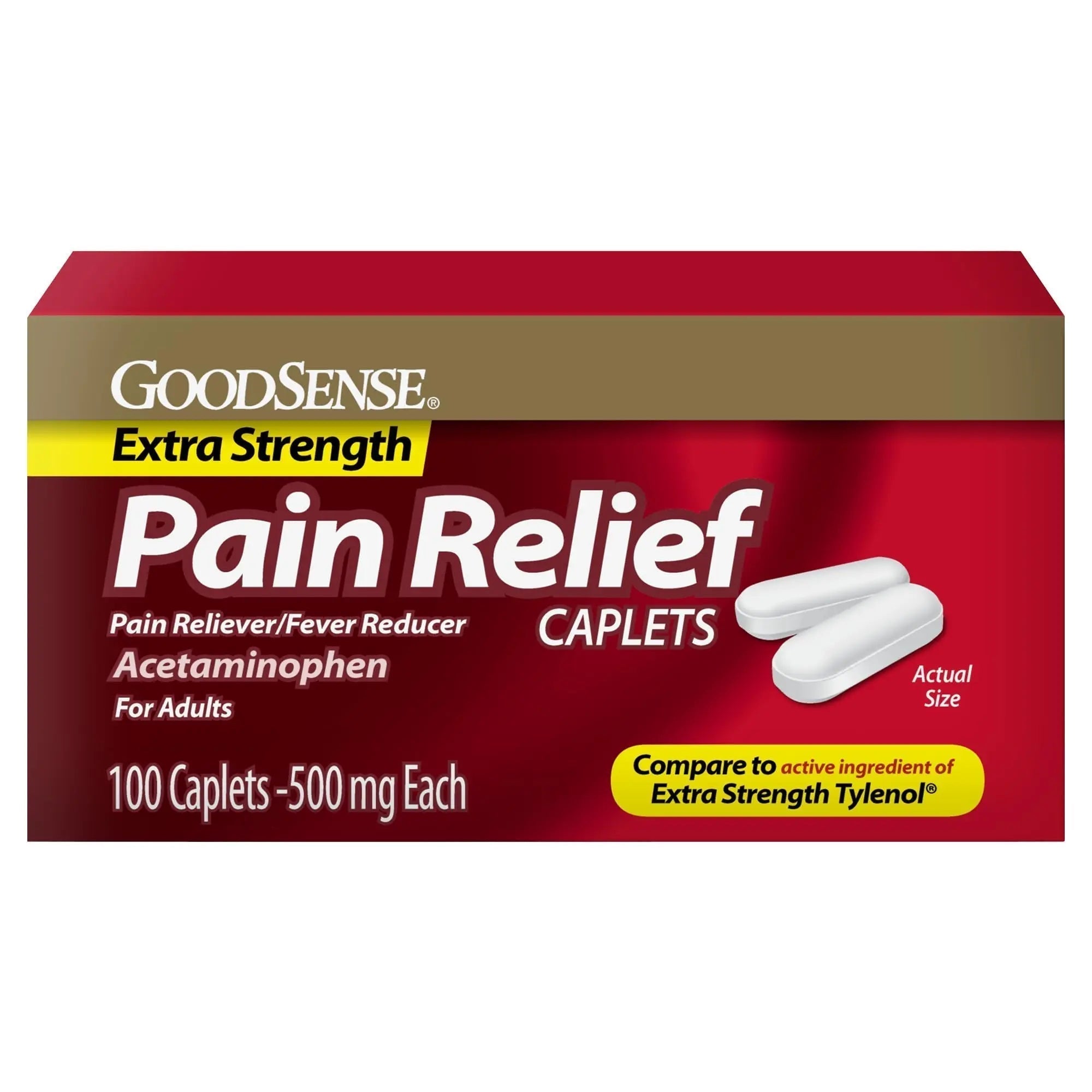 GoodSense Extra Strength Pain Relief - Acetaminophen Caplets 500 mg - Headache, Muscle Ache, Arthritis Relief, 100 Count - TrustMedUSA