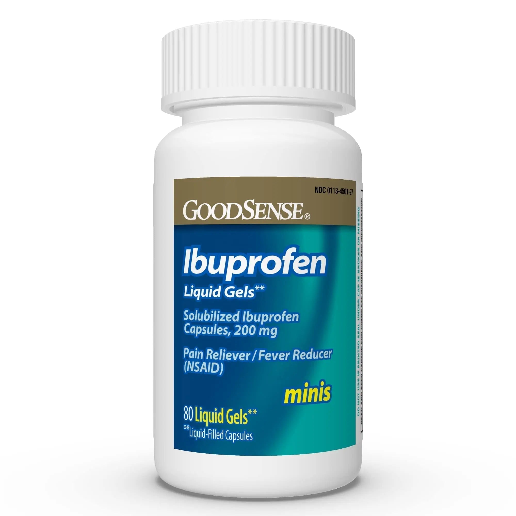 GoodSense Ibuprofen Mini Liquid-Gels, 200 mg, Liquid-Filled Capsules, Pain Reliever and Fever Reducer, 80 Count - TrustMedUSA