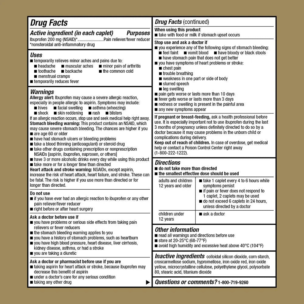 GoodSense Ibuprofen Pain Reliever/Fever Reducer Caplets, 200 mg, 50-Count - TrustMedUSA