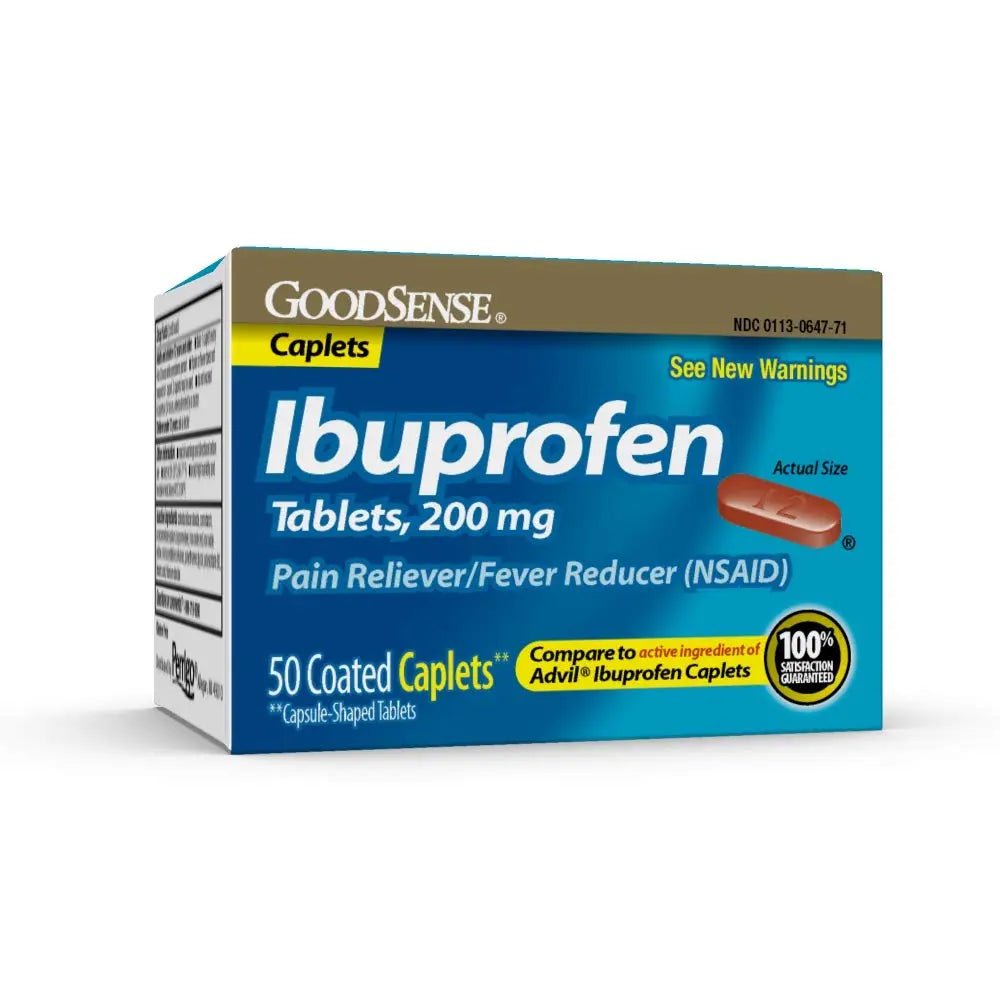 GoodSense Ibuprofen Pain Reliever/Fever Reducer Caplets, 200 mg, 50-Count - TrustMedUSA