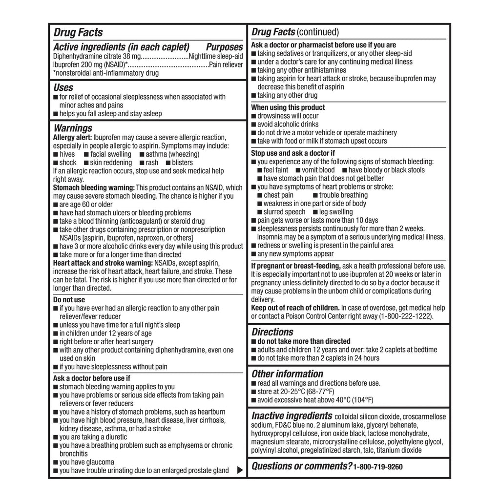 GoodSense Ibuprofen PM, Ibuprofen 200 mg and Diphenhydramine Citrate 38 mg Tablets, Pain Reliever and Nighttime Sleep-Aid - TrustMedUSA