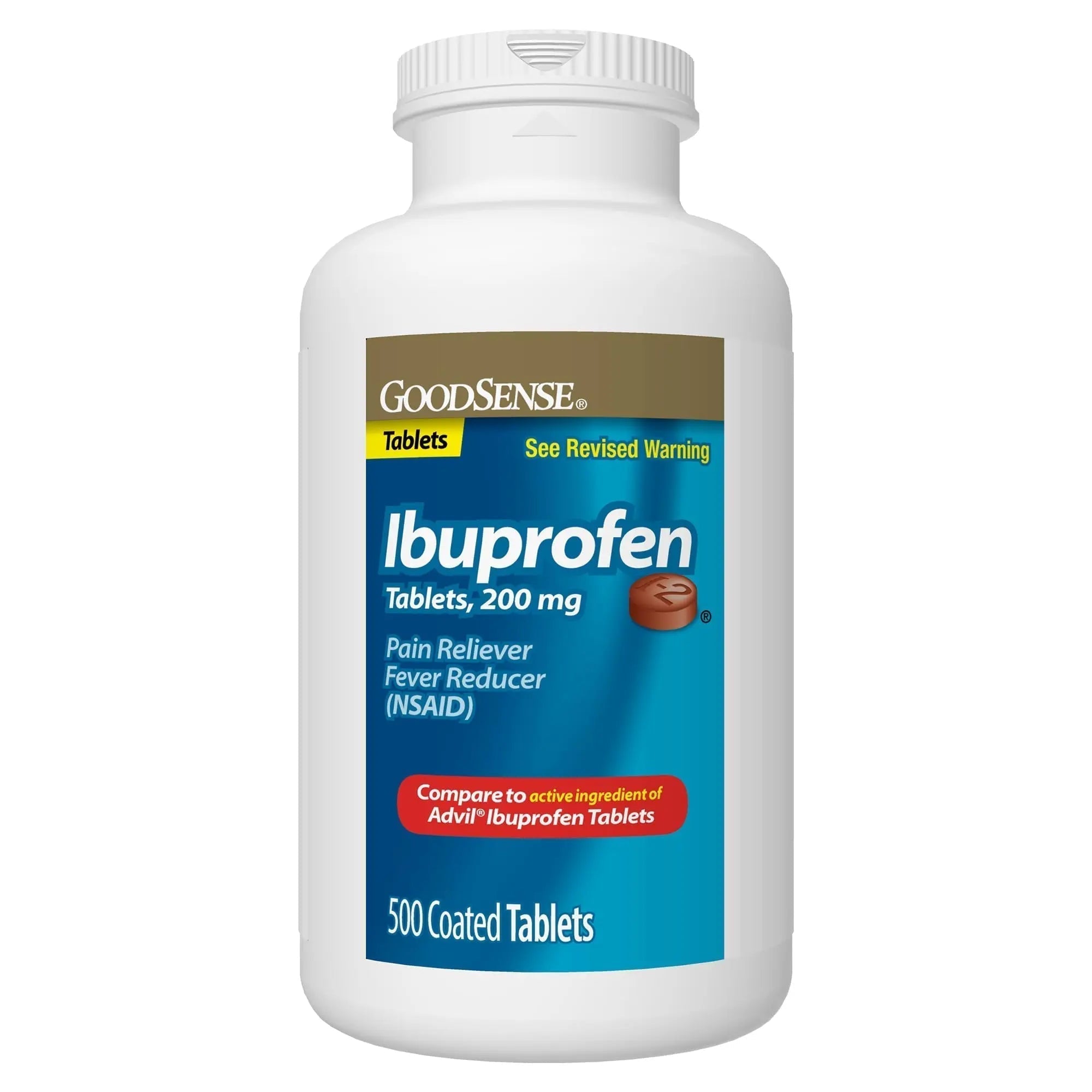GoodSense Ibuprofen Tablets - 200 mg - Fever Reducer & Pain Relief for Body Aches, Headache, Arthritis Pain, Menstrual Cramps, 500 Count - TrustMedUSA