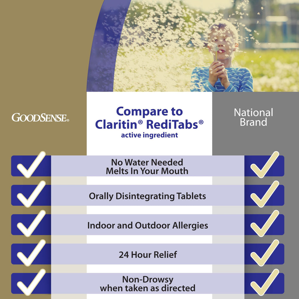 GoodSense Loratadine Orally Disintegrating Tablets, 10 mg, 24 Hour Allergy Tablets, 30 Count - Maple Wellness Supplements