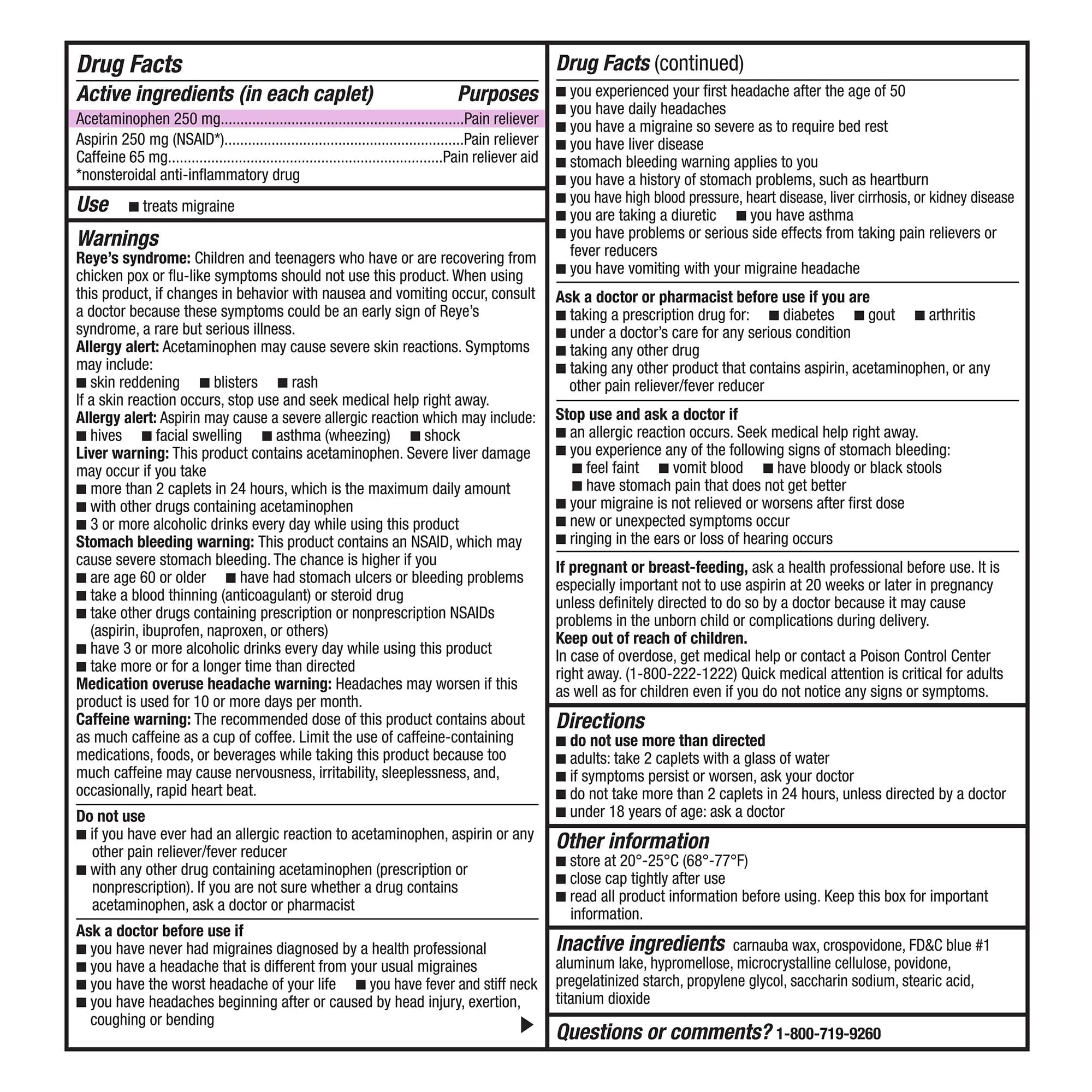 GoodSense Migraine Formula Caplets - Acetaminophen, Aspirin (NSAID) & Caffeine - Migraine Pain Relief, 24 Count - TrustMedUSA