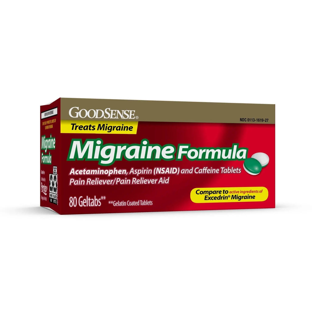 GoodSense Migraine Relief Geltabs, Acetaminophen, Aspirin (NSAID) and Caffeine, 80 Count - TrustMedUSA