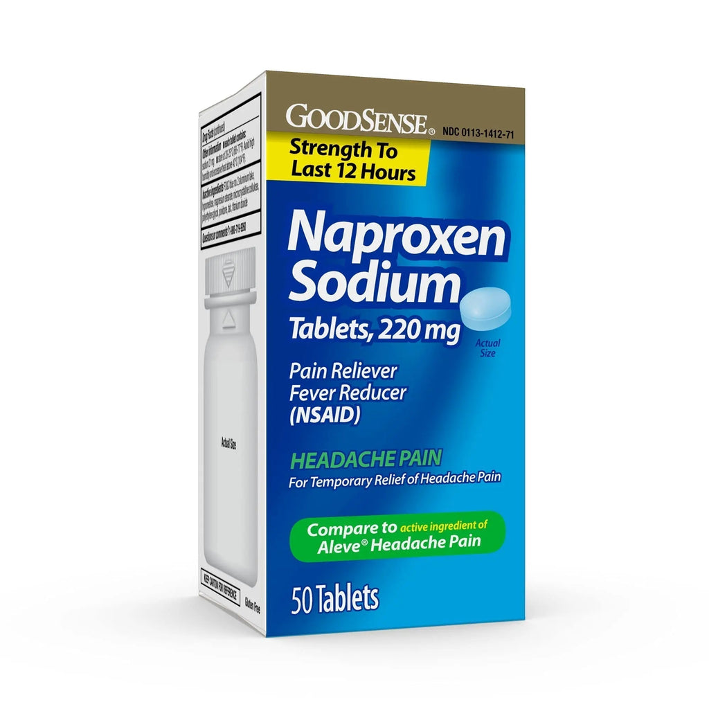 GoodSense Naproxen Sodium Tablets 220 Mg, Headache Pain, Blue, 50 Count - TrustMedUSA