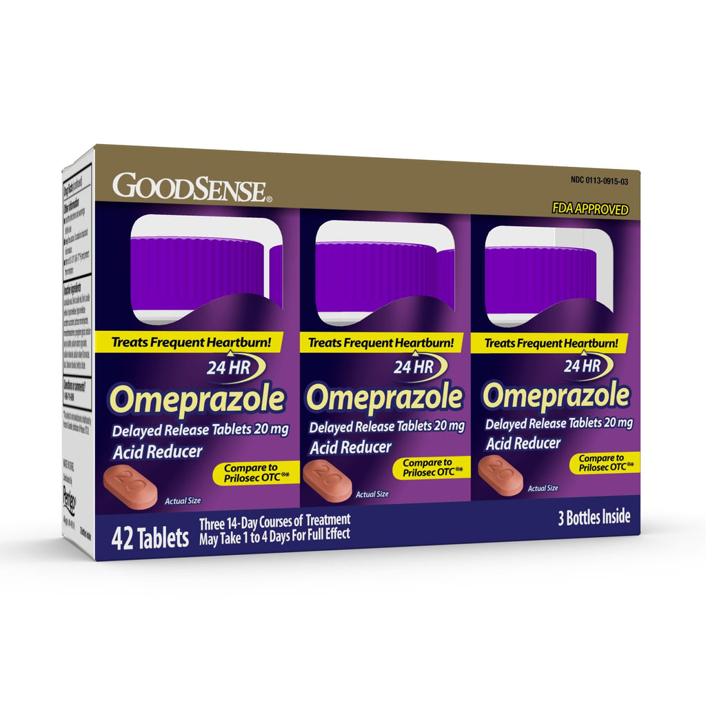 GoodSense Omeprazole Delayed Release Tablets 20 mg, Stomach Acid Reducer for Frequent Heartburn Treatment, 42 Count - Maple Wellness Supplements