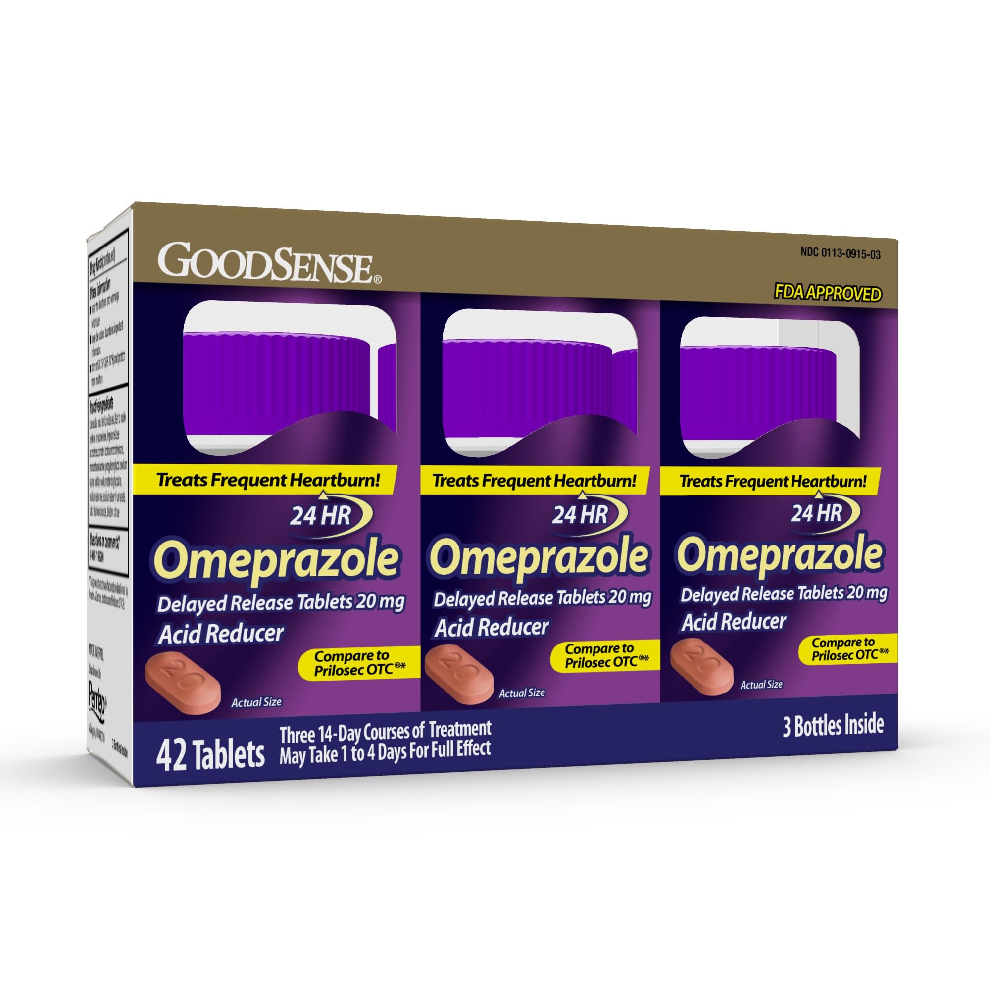 GoodSense Omeprazole Delayed Release Tablets 20 mg, Stomach Acid Reducer for Frequent Heartburn Treatment, 42 Count - Maple Wellness Supplements