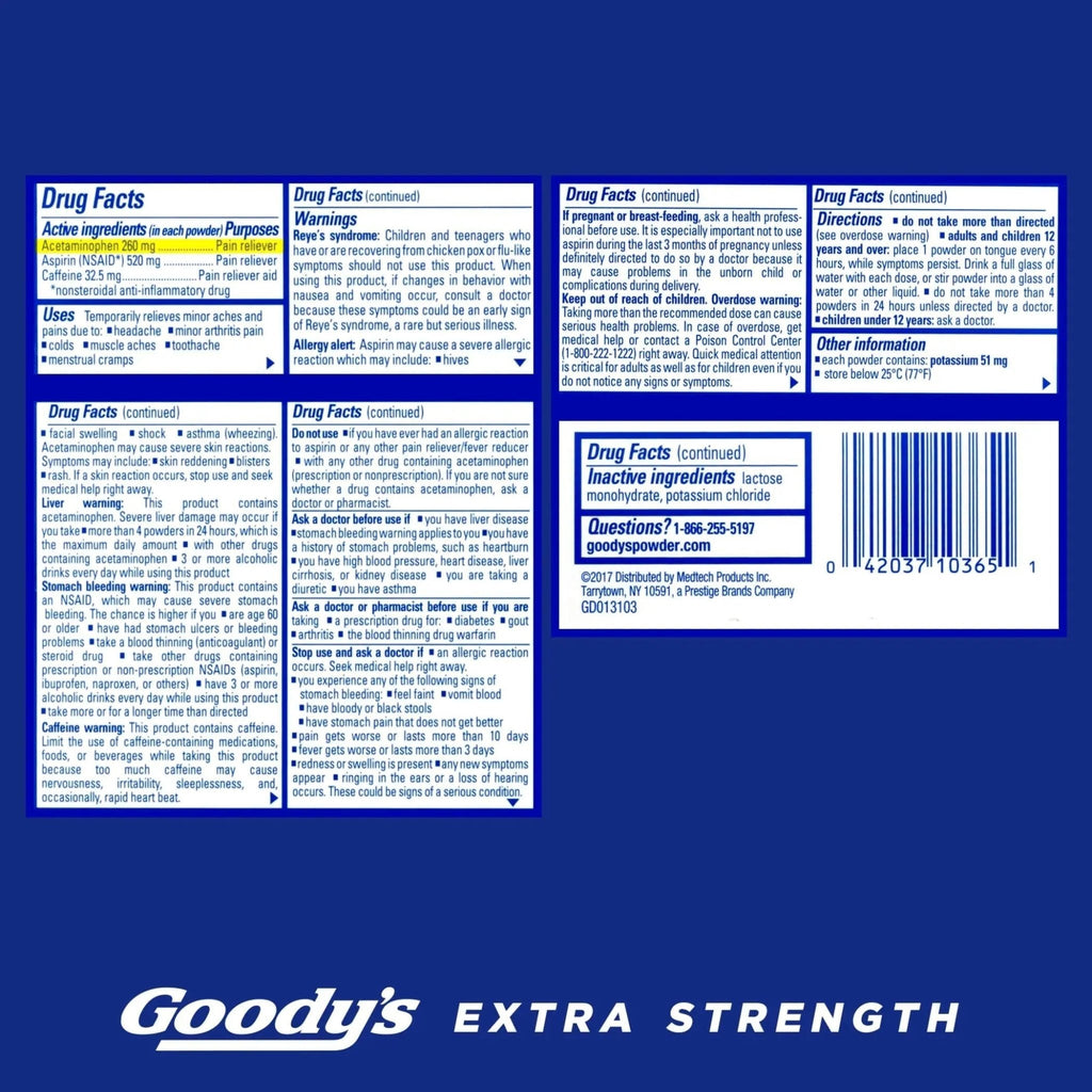 Goody's Extra Strength Headache Powders 50 ea (Pack of 6) - TrustMedUSA