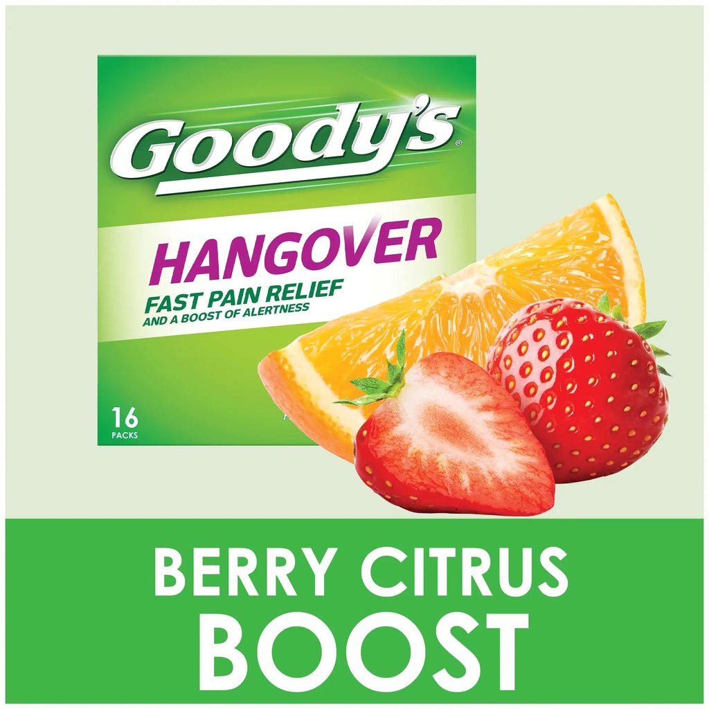 Goody's Hangover Powders, Fast Pain Relief & Boost of Alertness Berry Citrus, 4 ct (Pack of 1) - TrustMedUSA