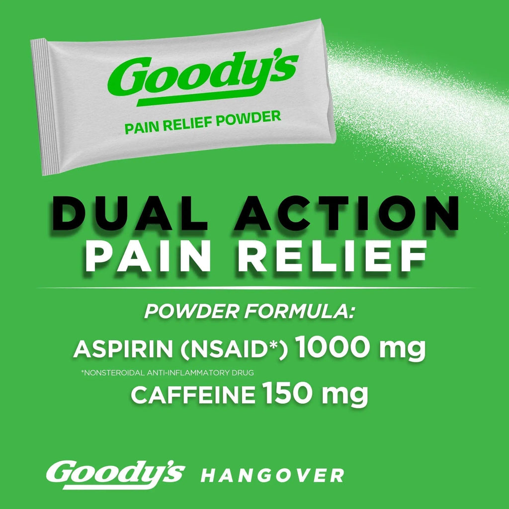 Goody's Hangover Relief Powder, Dual Action Fast Headache Pain Relief with Aspirin and Caffeine, Berry Citrus Flavor, 16 Count - TrustMedUSA